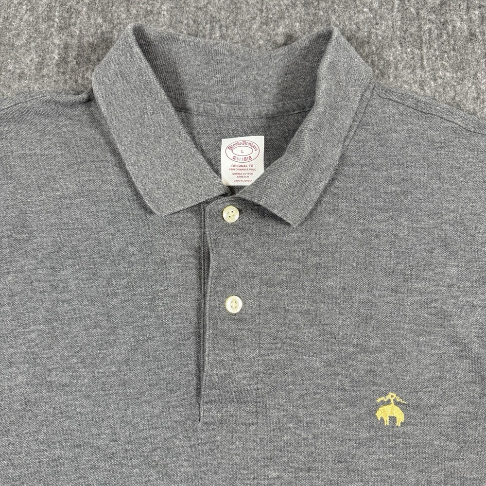 Brooks Brothers Men's L Performance Polo Shirt Supima Cotton Stretch Gray
